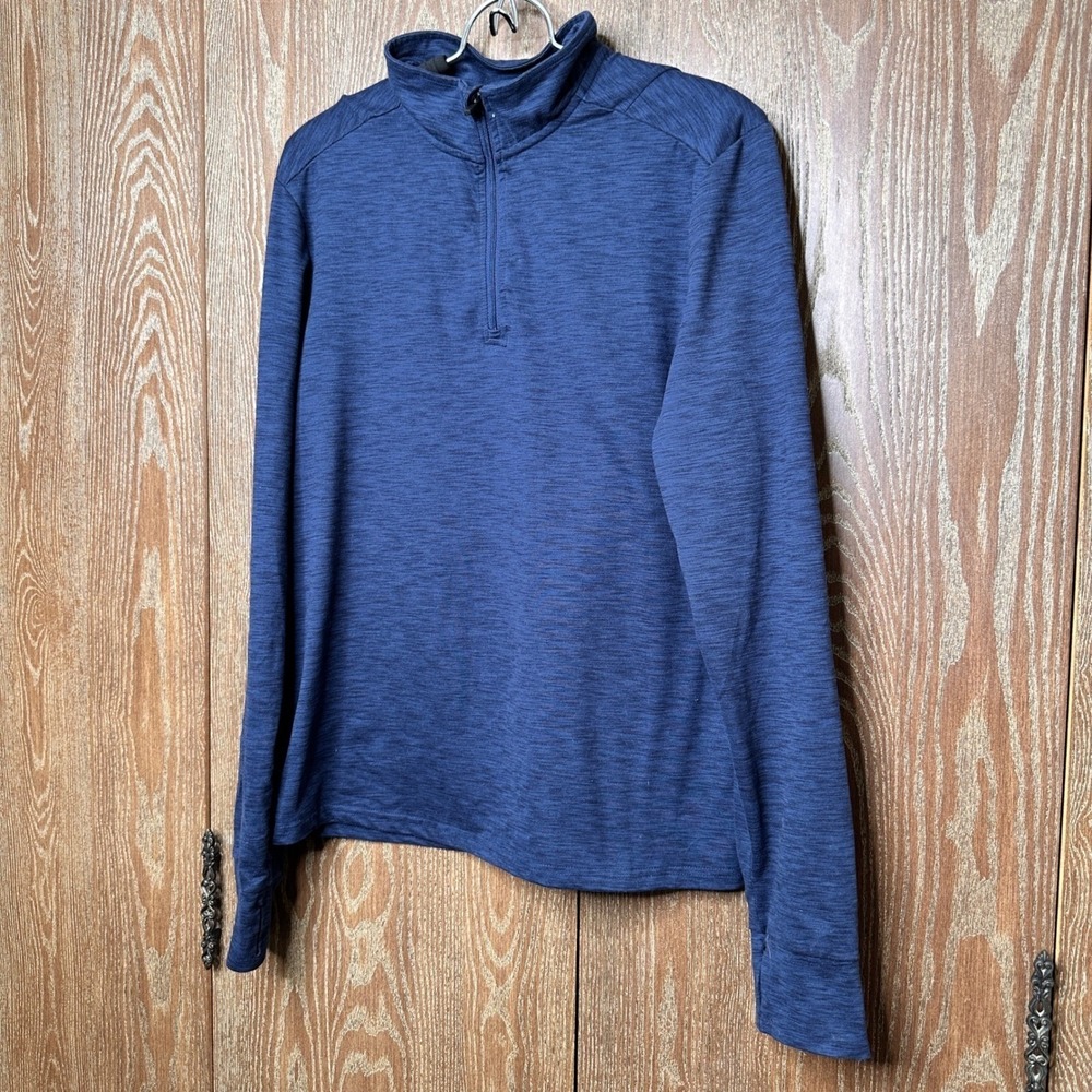 Jockey Sporty Men's Blue Heathered Quarter Zip Pullover Long Sleeve Shirt Small - Picture 7 of 7